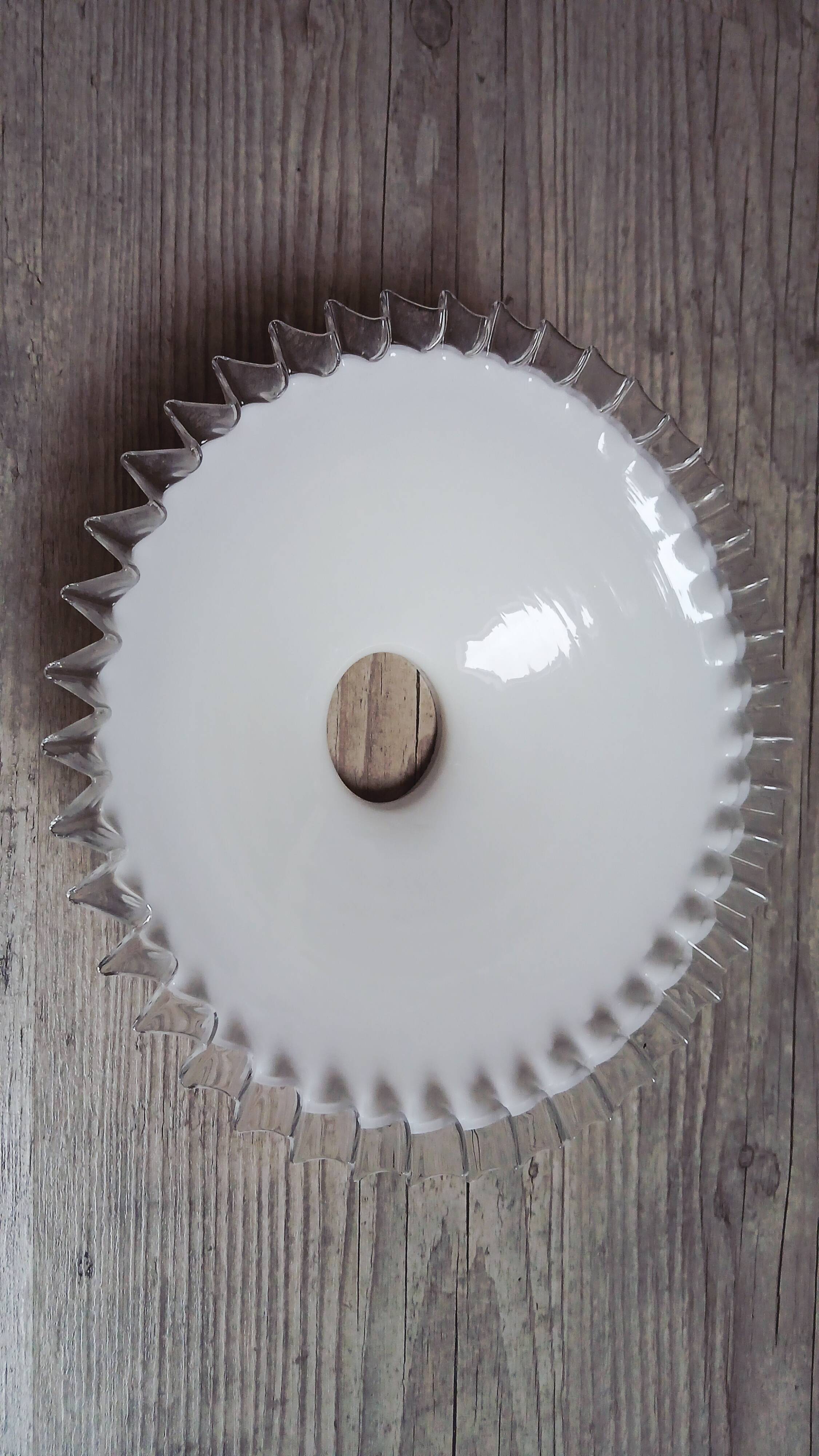 Antique pleated opaline lampshade