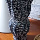 Black and white speckled ceramic vase signed Annette ROUX.