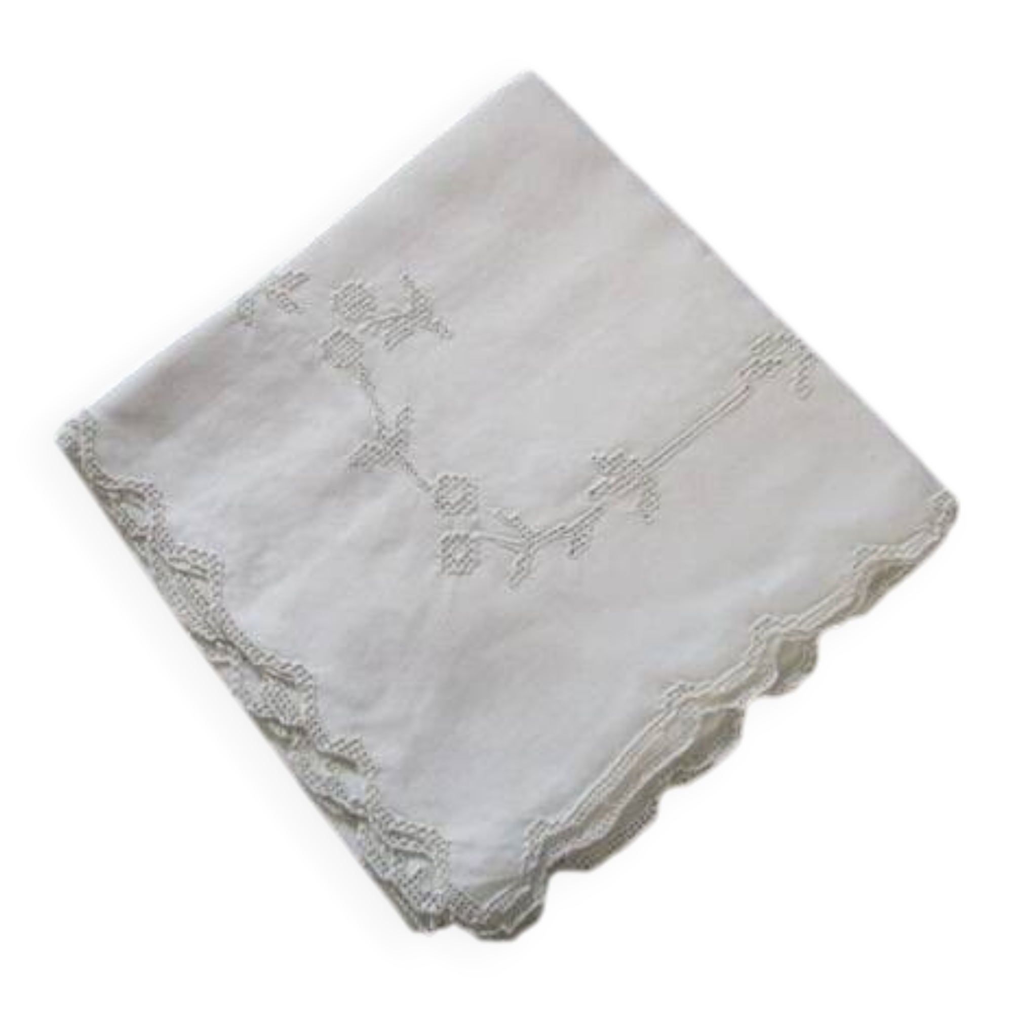 Antique embroidered tea cloth 100x100cm