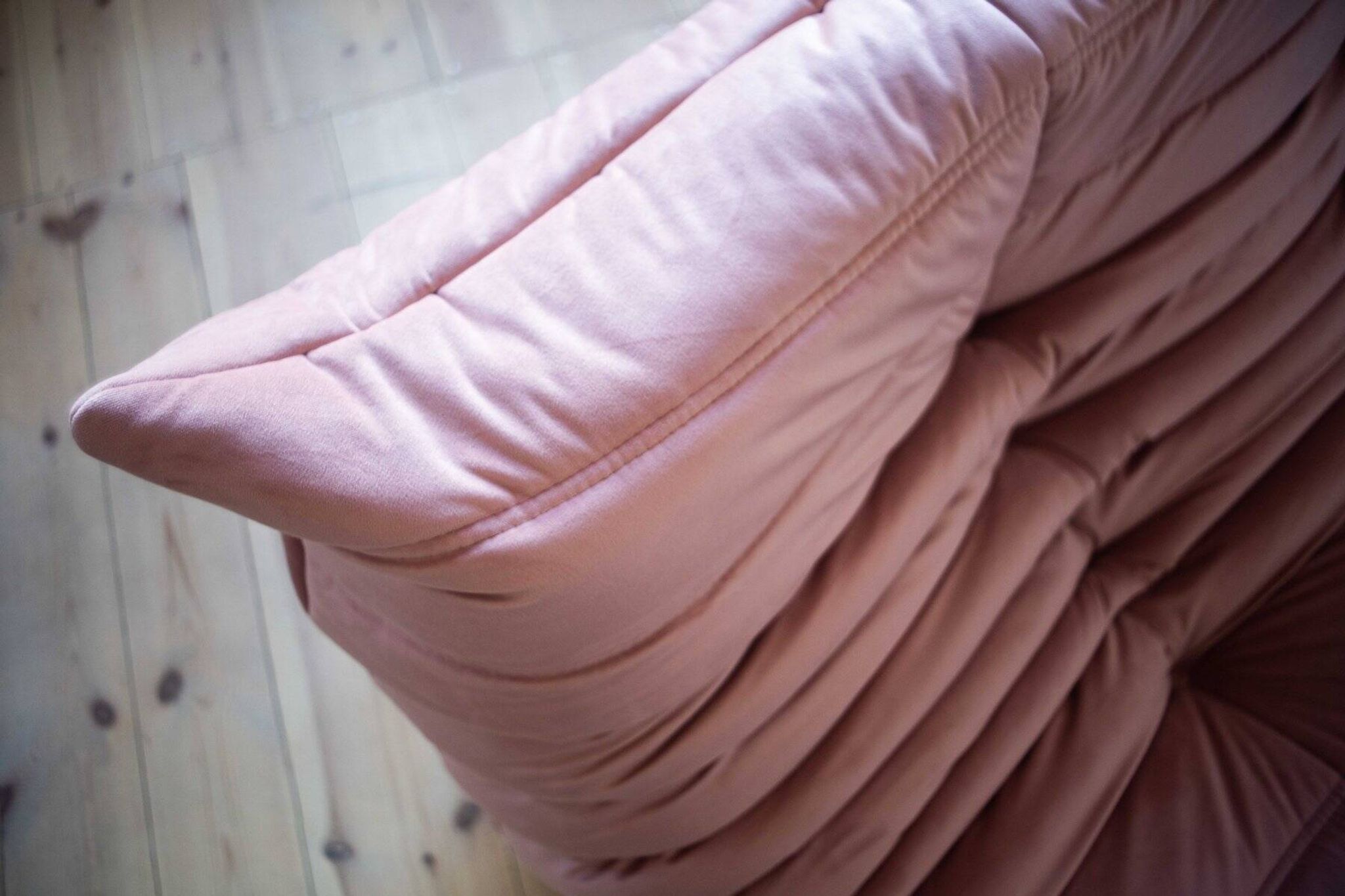 Pink Pearl Velvet Togo 2-Seat attributed to Michel Ducaroy for Ligne Roset