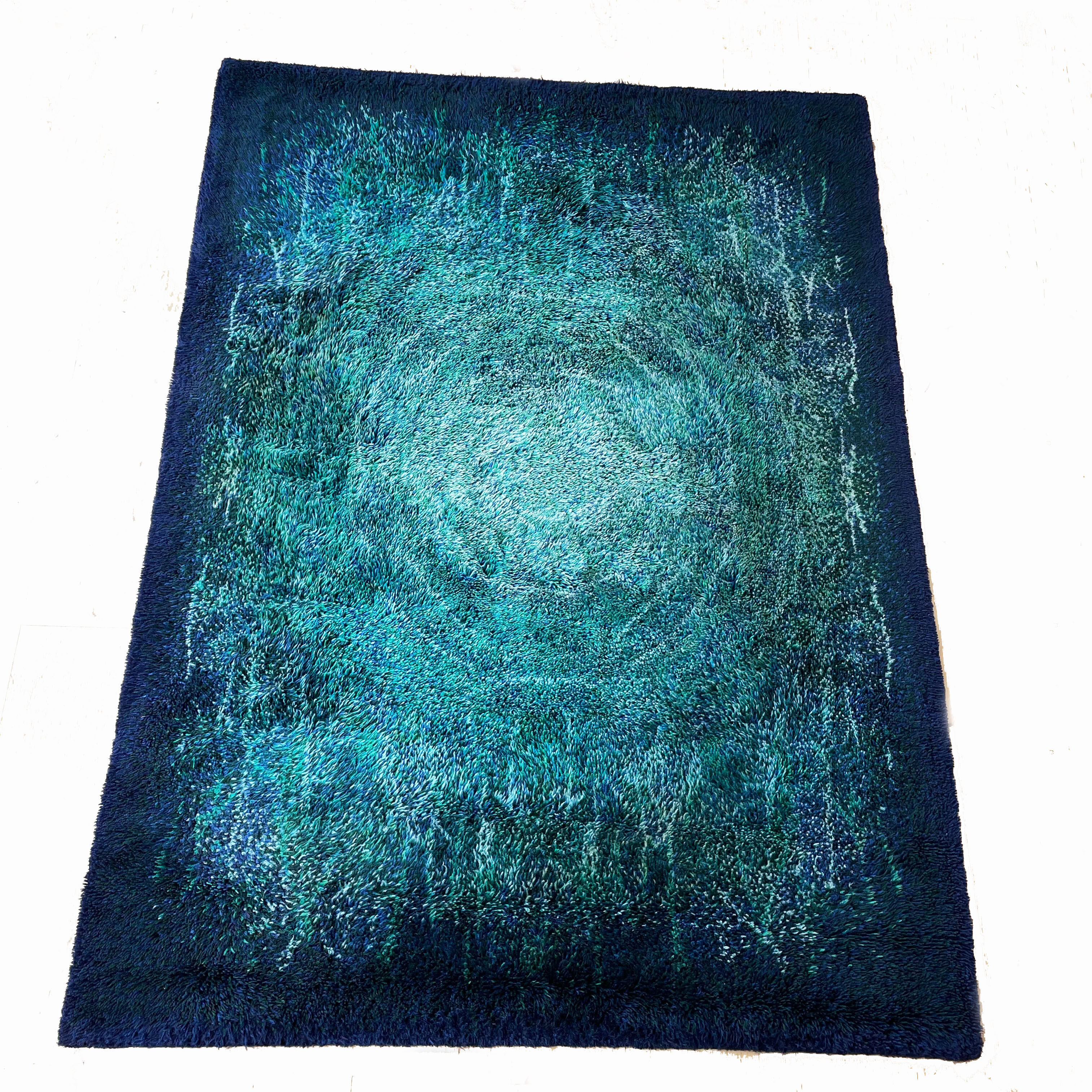 Large "space design" multi-color high pile rya rug by desso netherlands, 1970