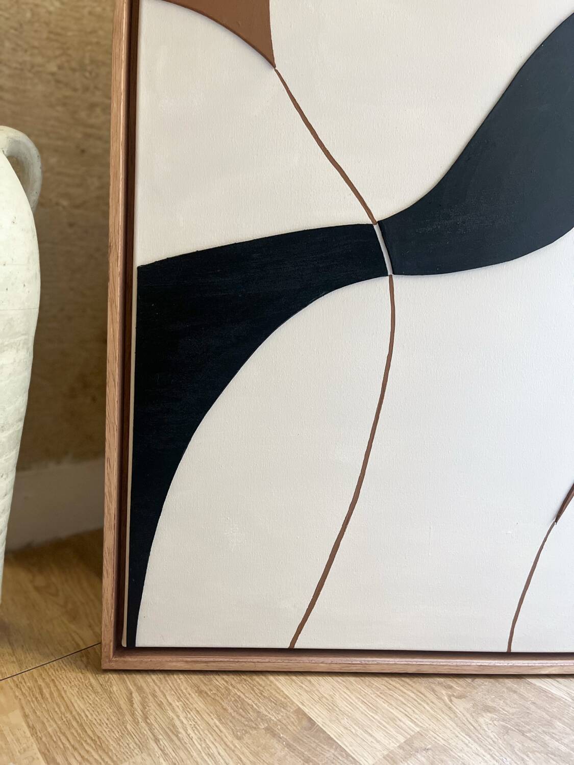 Black and brown relief painting