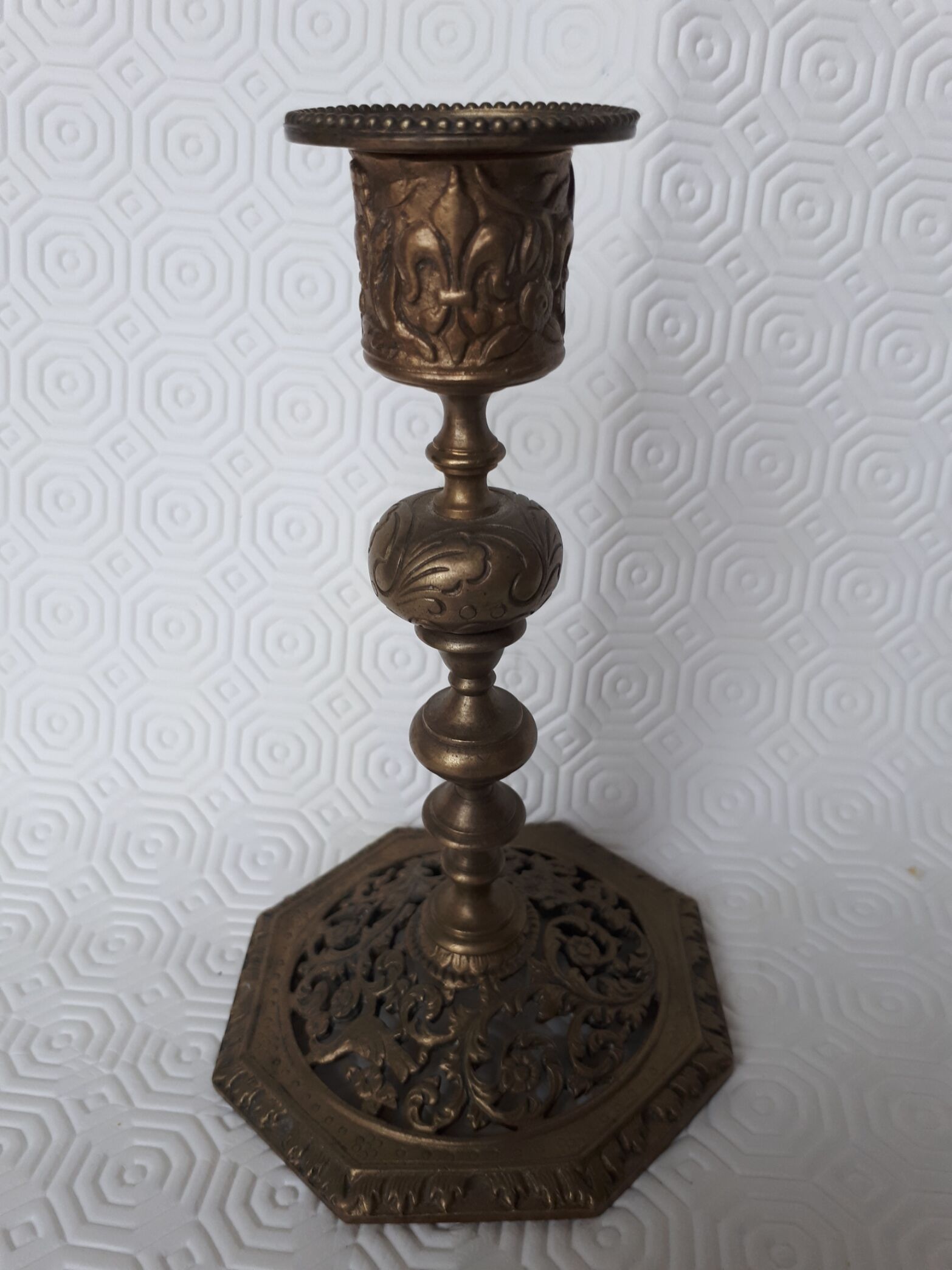 Pair of bronze candle holders
