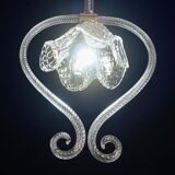 Charming Art Deco Barovier & Toso pendant light chandelier Murano glass, 1950s