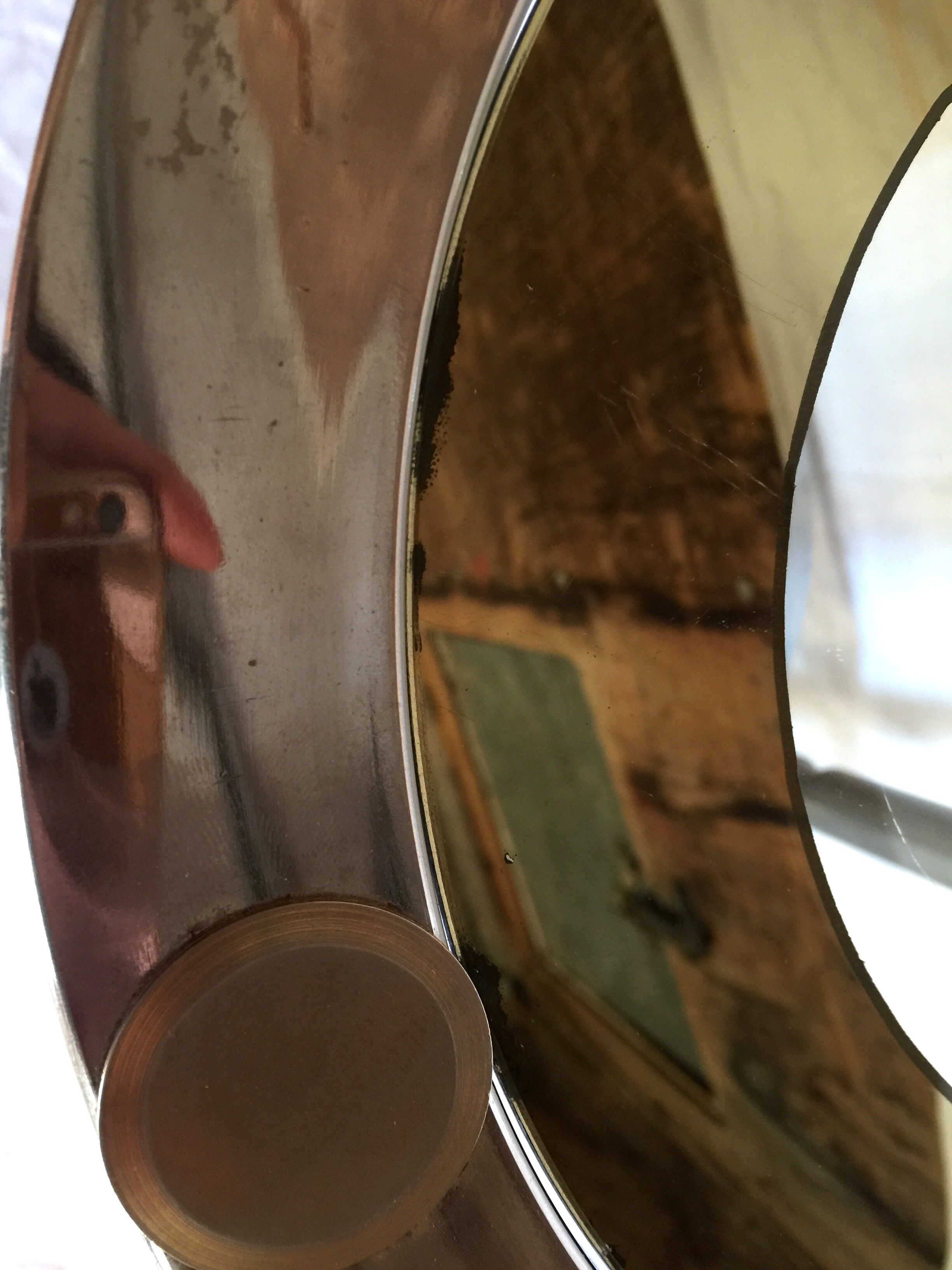 Round chrome and glass vintage eglomisé harness