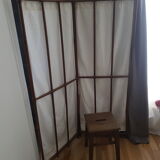 folding screen in wood and fabric