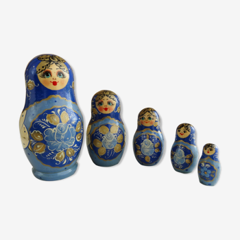 Series of 5 russian Matryoshka dolls hand painted