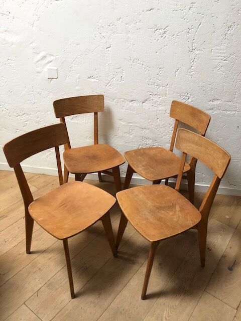 Lot de 4 chaises bistrot années 50