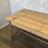 Solid wood farmhouse table, stripped and varnished