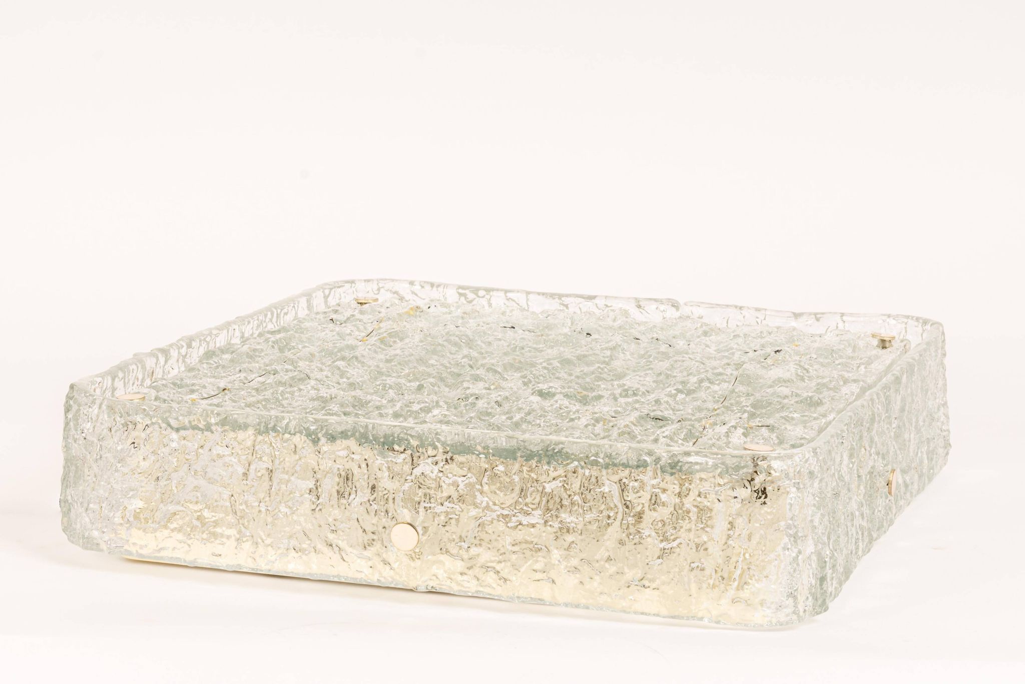Square glass ice Murano ceiling light, Kaiser, Germany, 1970s