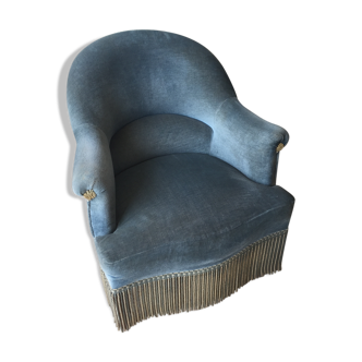 Vintage blue velvet armchair