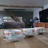 3 cups and saucers in fine porcelain