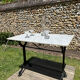 Rectangular bistro table in marble and cast iron