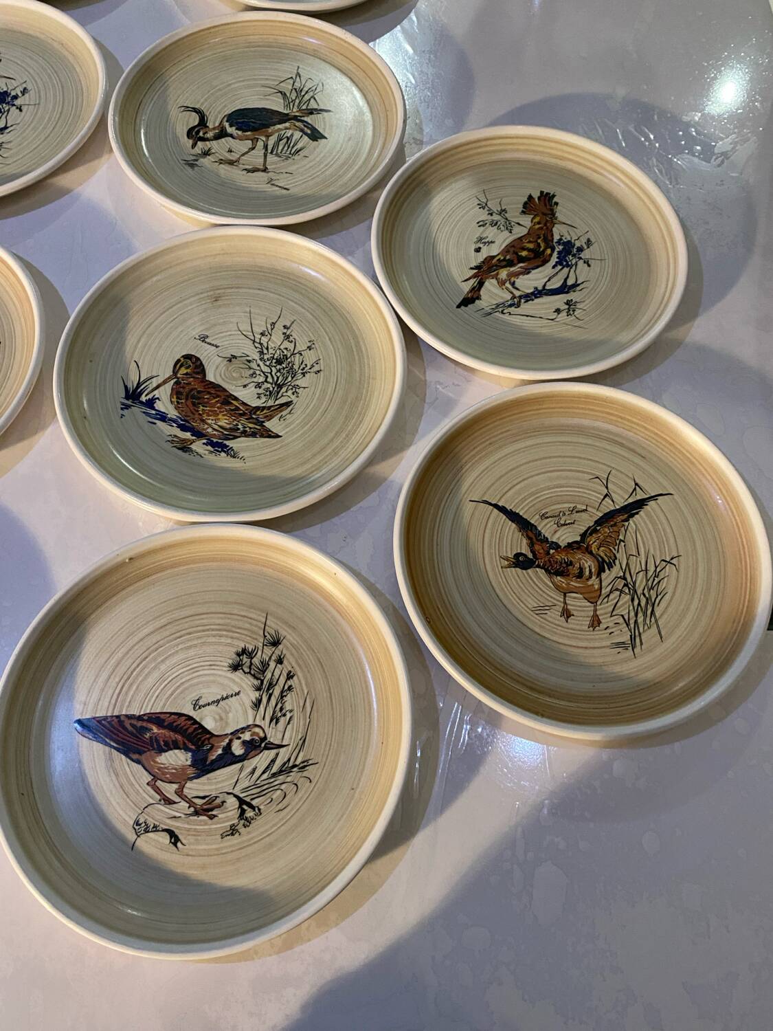 Many vintage flat plates from Sarreguemines.