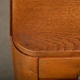 Pair Art Deco Nightstands or Bedside tables Oak and Glass, Netherlands, 193