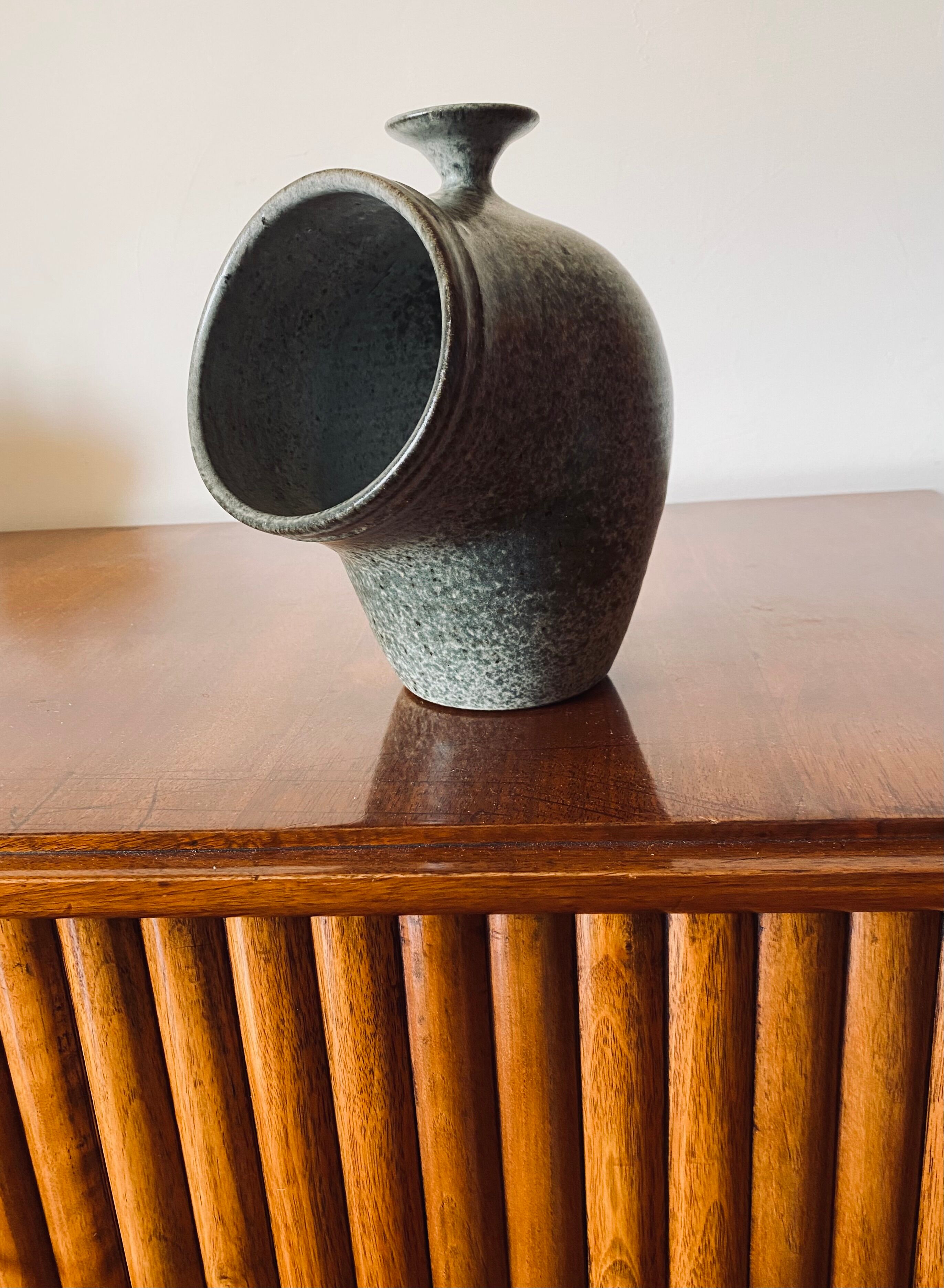 Organic green ceramic vase, France 1960s