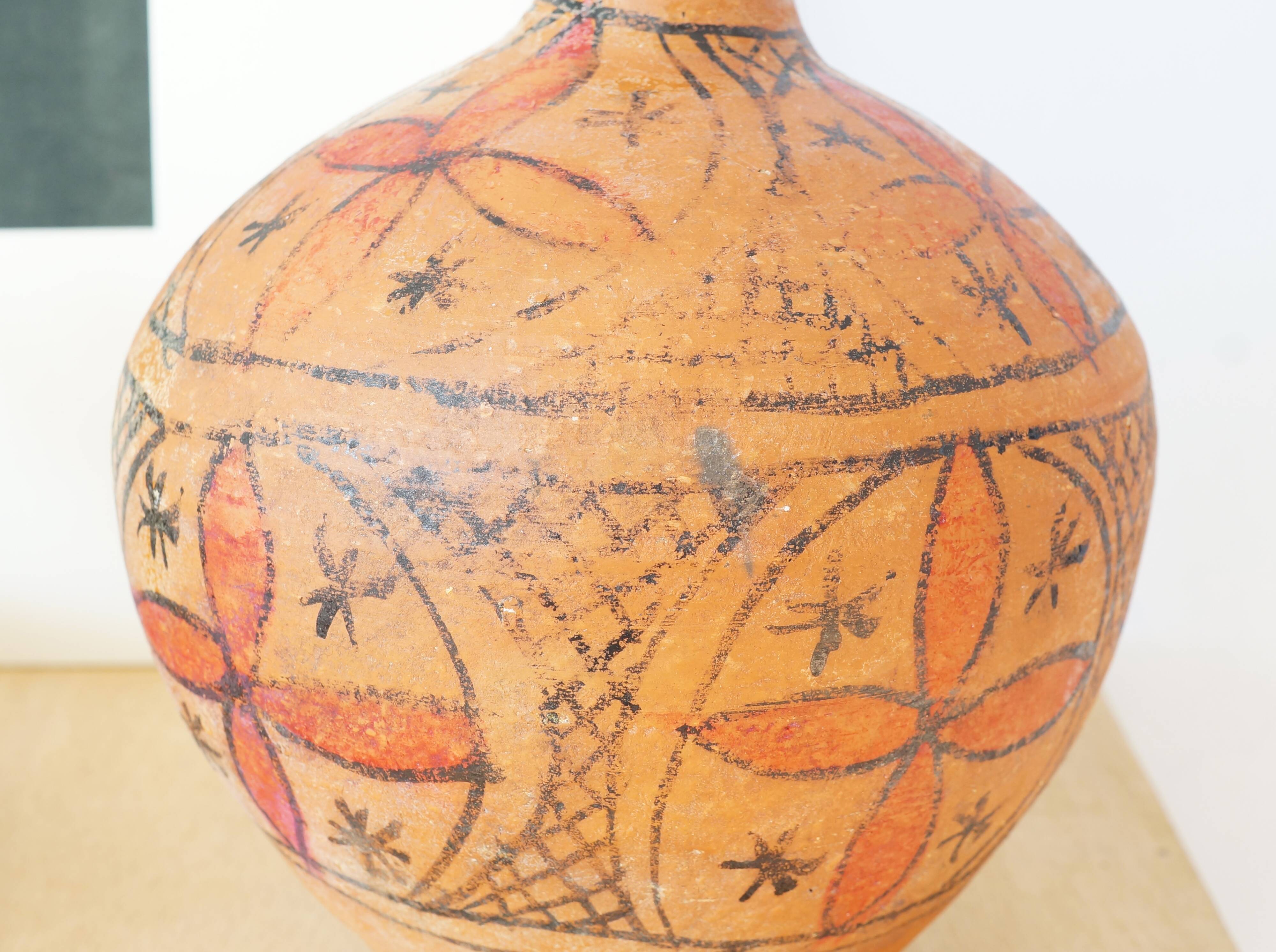 Old Berber vase in painted terracotta