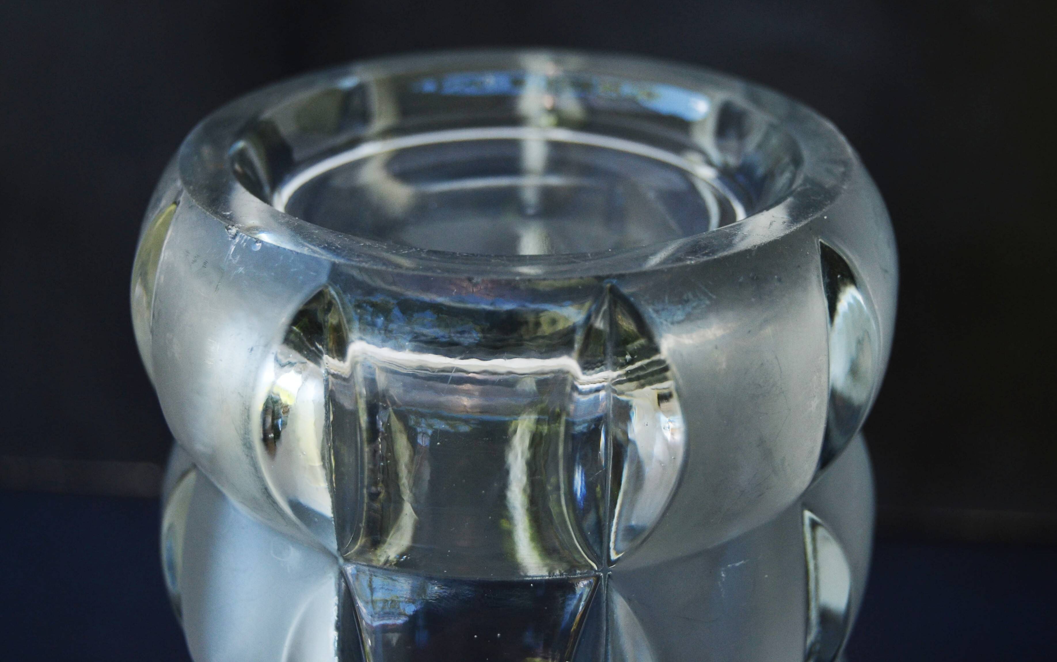 Art Deco Made in Czehoslovakia  Satin and Clear Glass - 22 cm tall