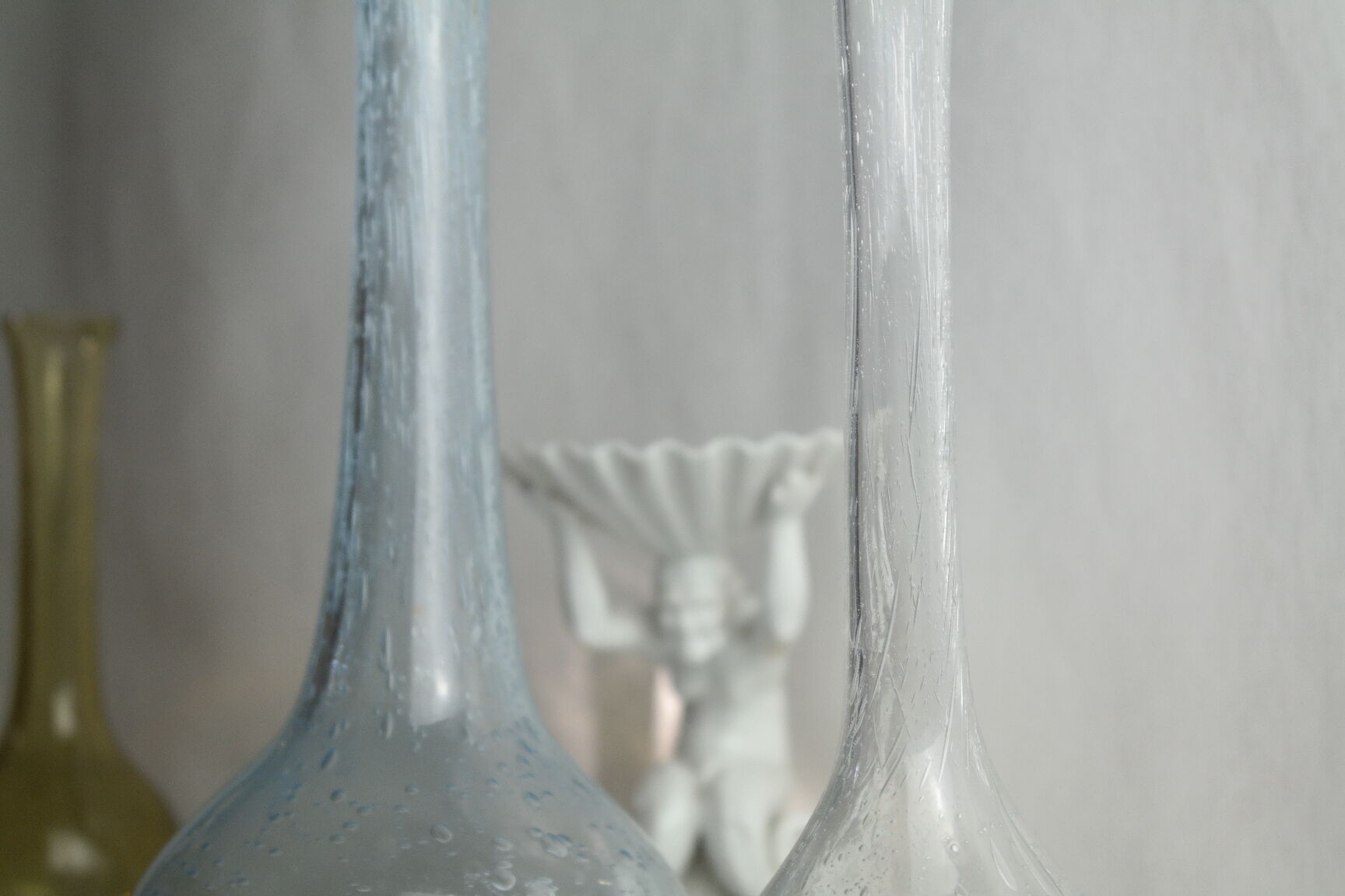 Pair of vintage biot bubbled blown glass soliflores