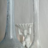 Pair of vintage biot bubbled blown glass soliflores