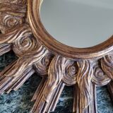 Vintage wooden and gold sun mirror
