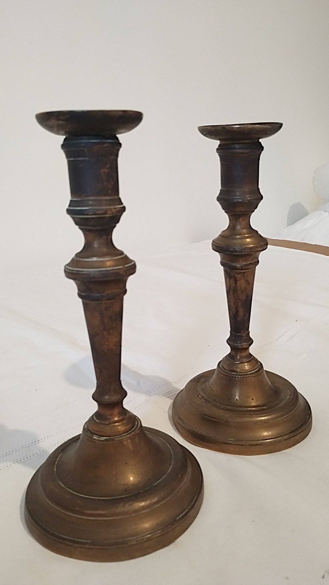 Pair of solid brass candlesticks