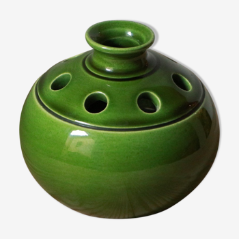 Vase pique-fleur vert