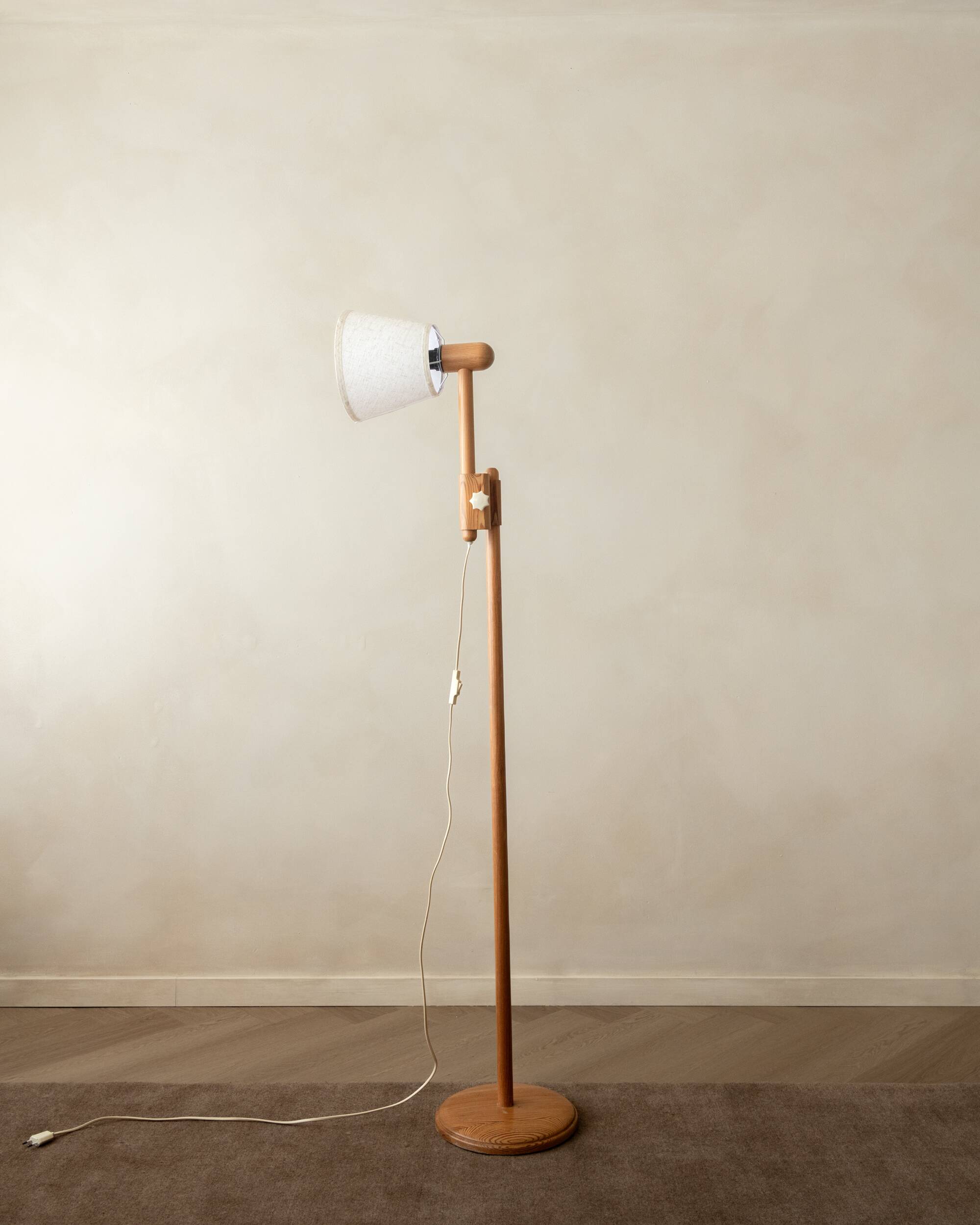 Vintage Danish Pine Adjustable Floor Lamp by +LYS Denmark, 1960s