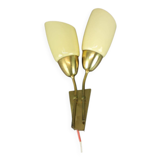 Wall lamp in brass and glass by Kamenický Šenov, Czechoslovakia, 1960.