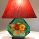 Lamp with inlay flowers, vintage