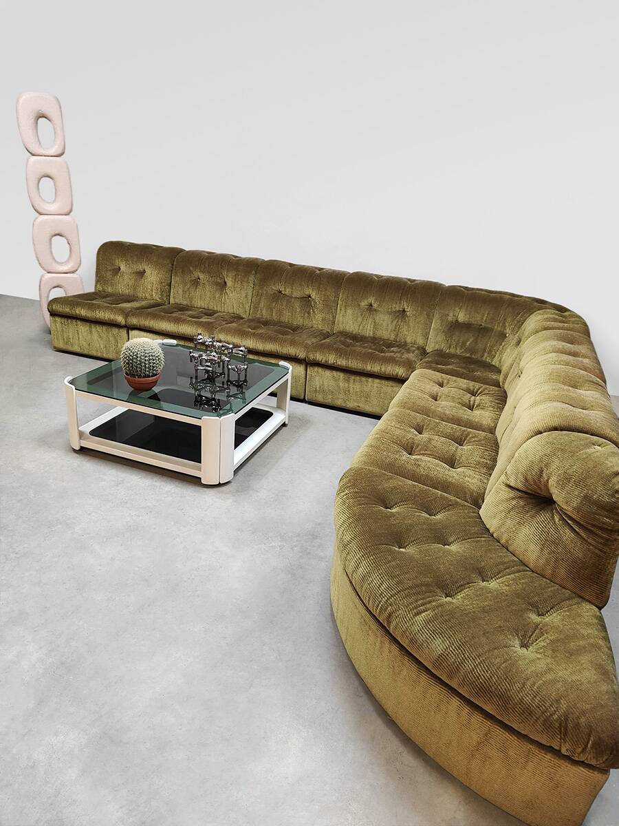 Vintage velvet modular sofa modular 'Verdant green'
