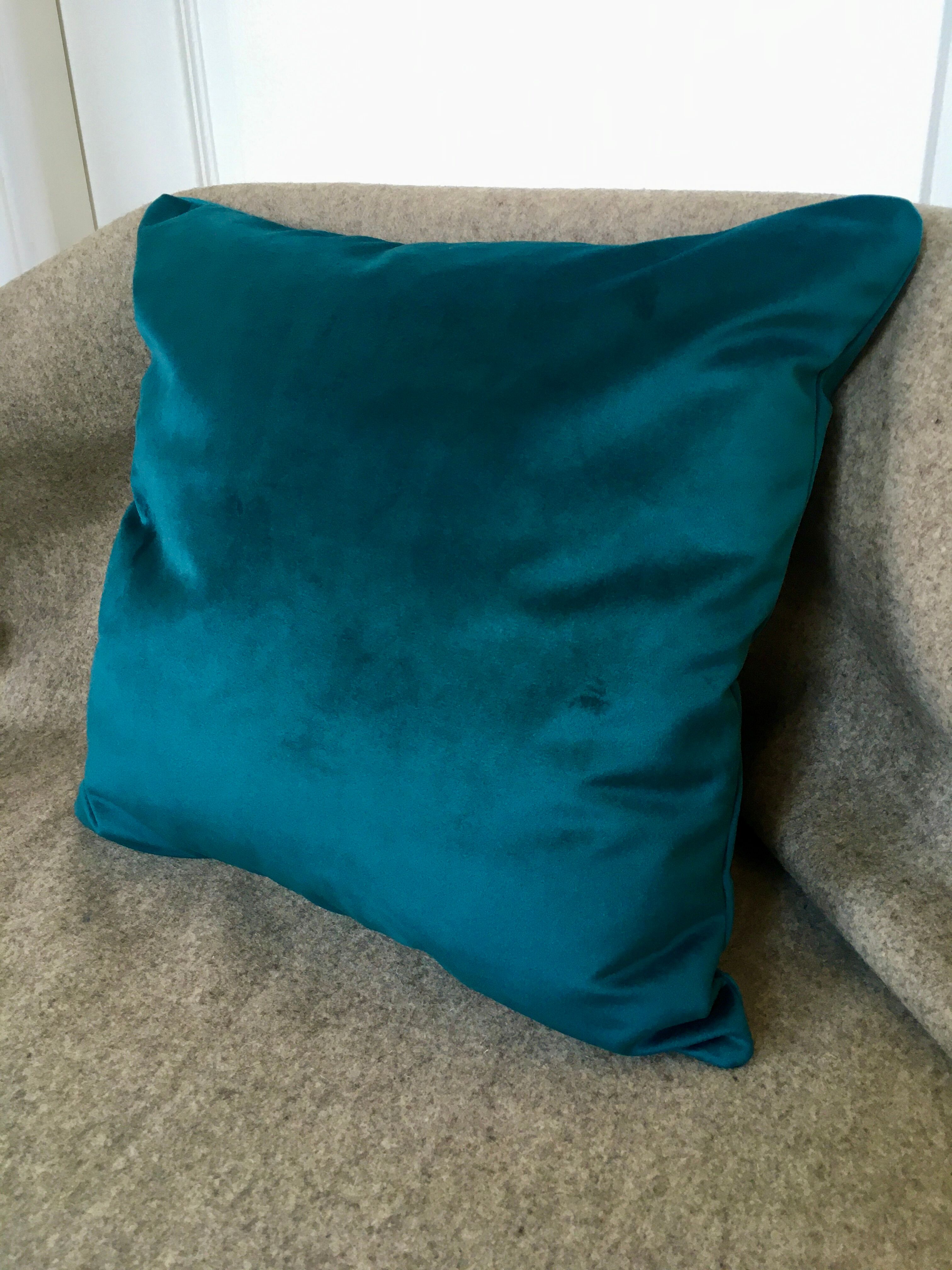 Decorative cushion blue velvet duck 40x40