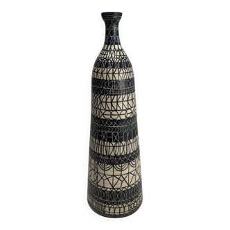 Large Decorated Ceramic Bottle by Atelier Mascarella, 1950s