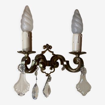 Pair of old sconces, with crystal glass stamps