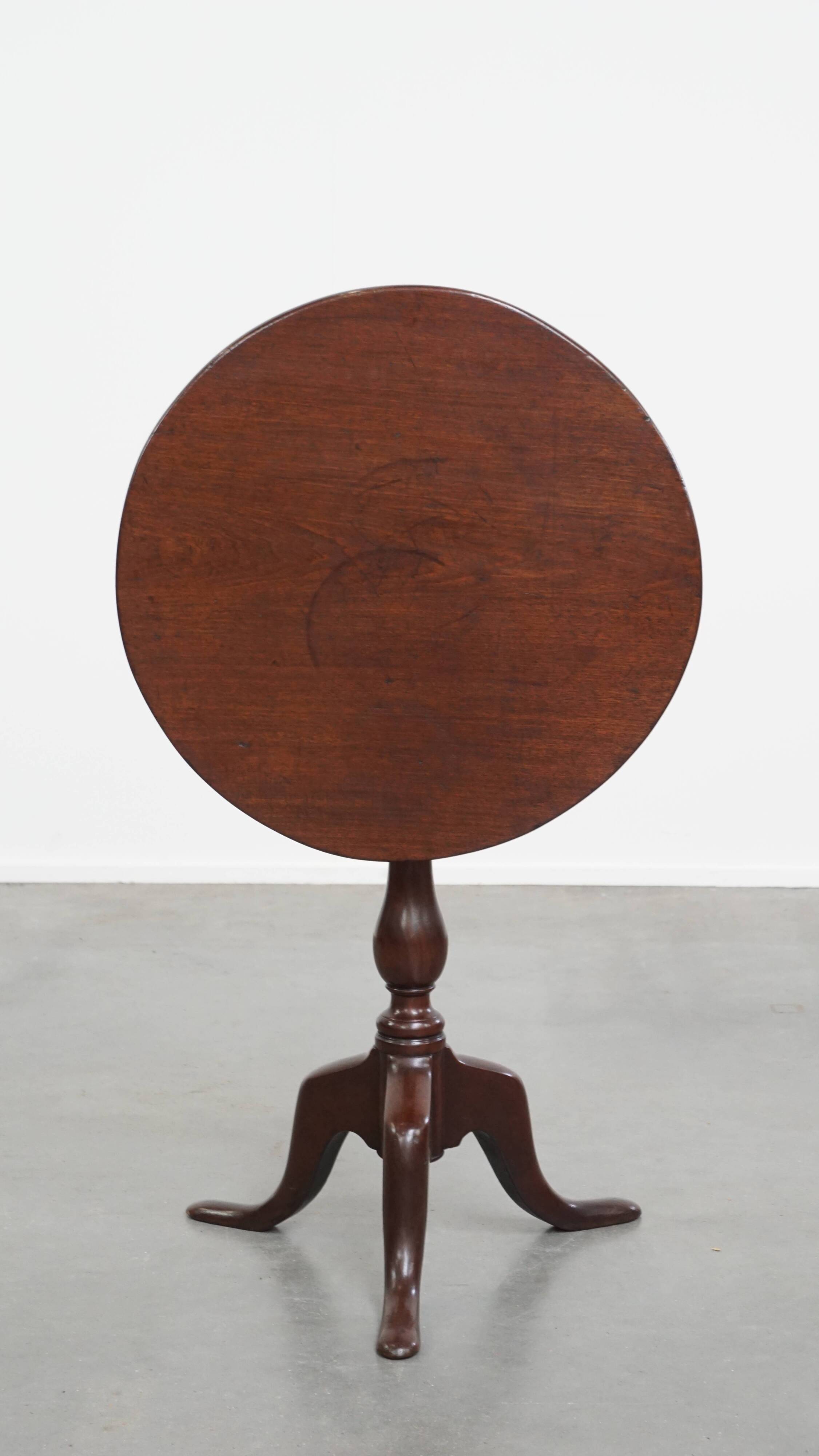 Antique English Round Open Birdcage Tilt-Top Table / Wine Table