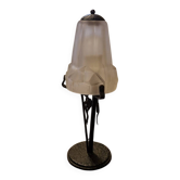 Lampe a poser vintage art déco 1930 pâte de verre et fer forgé