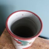 Signed scroll vase with poppy dragonfly decor