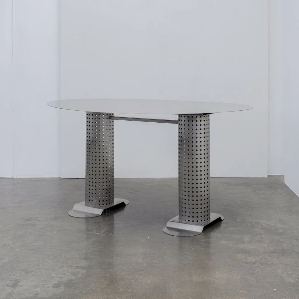 Postmodern stainless steel dining table, c.1980