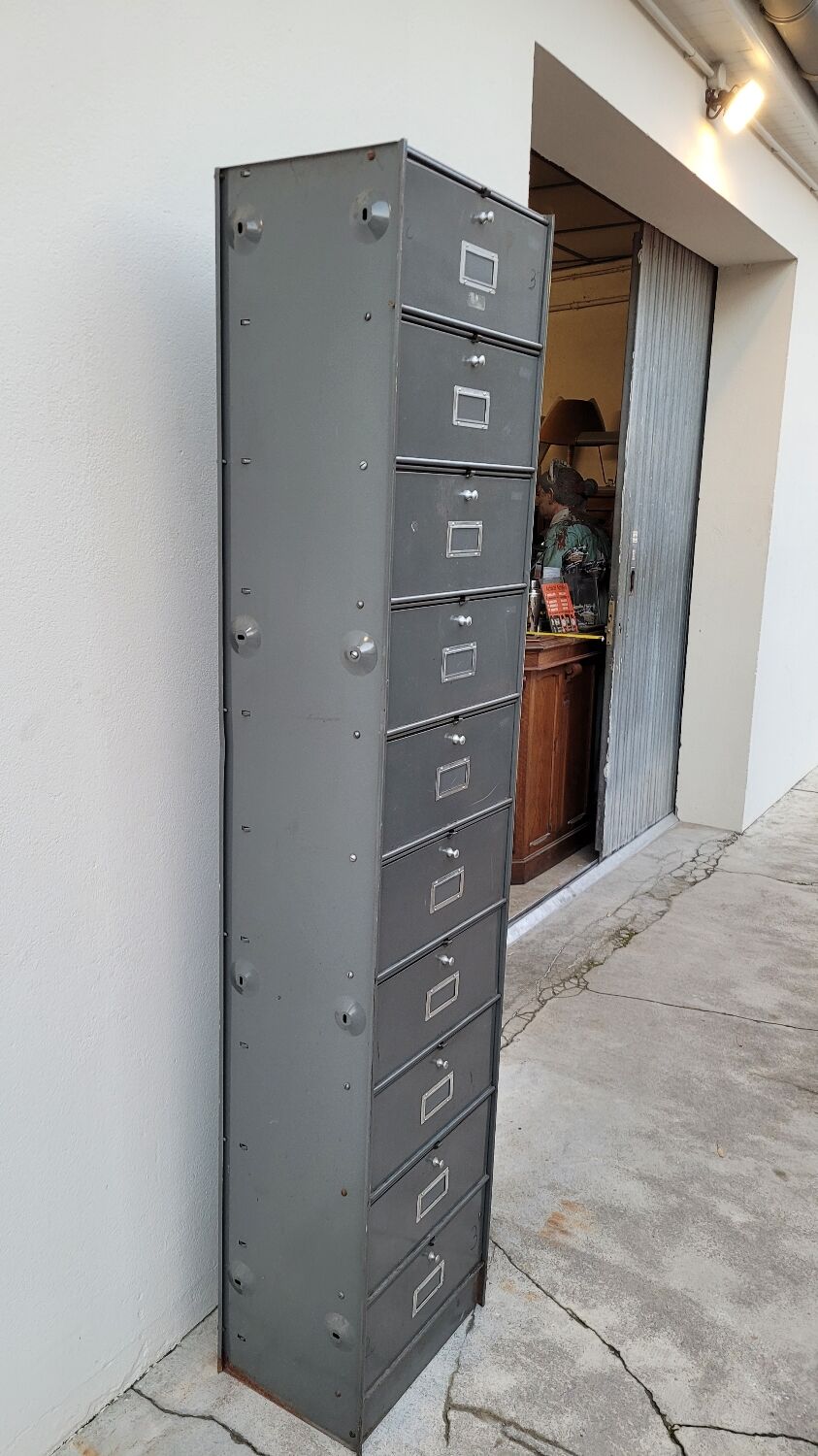 Metal locker cabinet Ronéo 1950 industrial