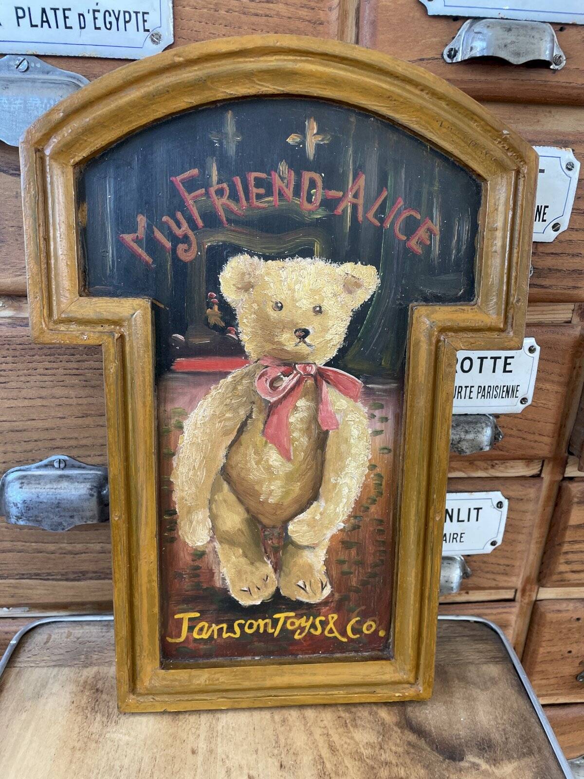 Vintage decorative frame bear "My Friend-Alice"