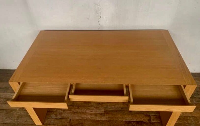 Vintage Modernist design desk with 3 drawers in Light Oak
