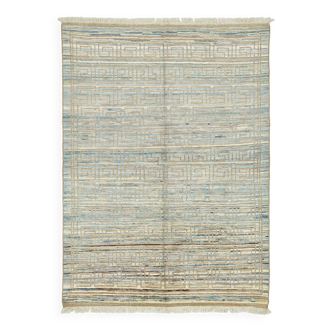 Handmade Turkish One of a Kind 165 cm x 229 cm Blue Wool Carpet