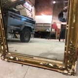 Period Mirror Restoration in gilded stucké wood, France 19th. Century 60x81cm