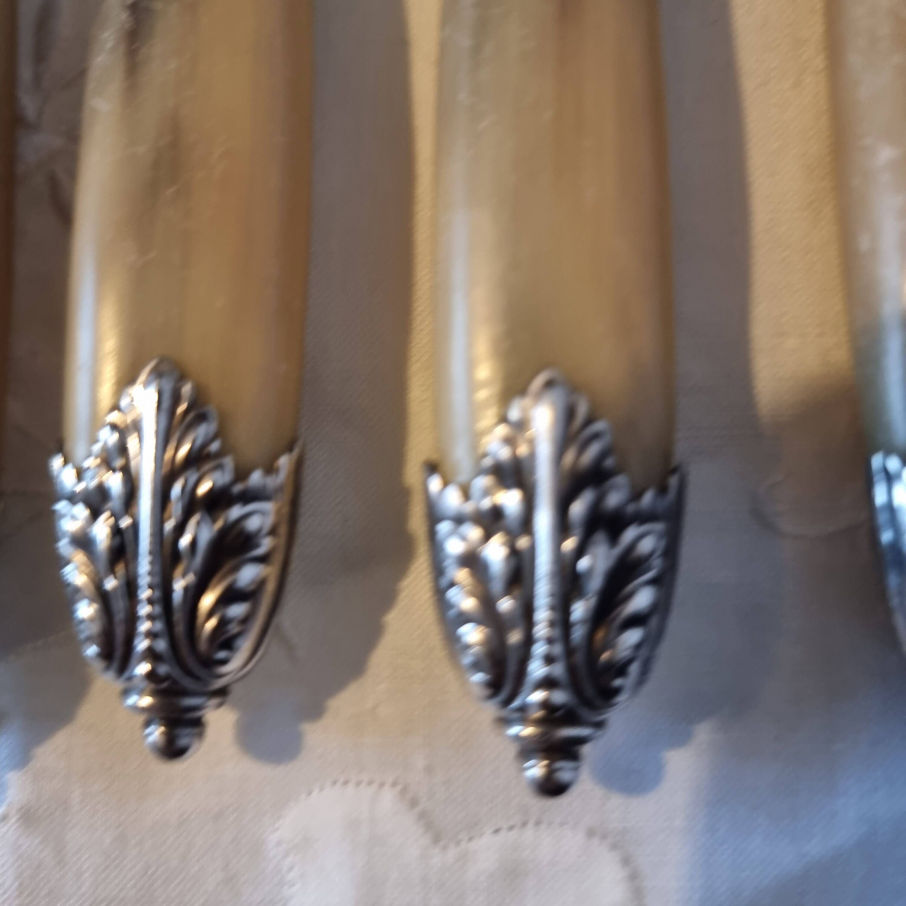 Exquisite set of twelve antique Art Nouveau knives (6+6)