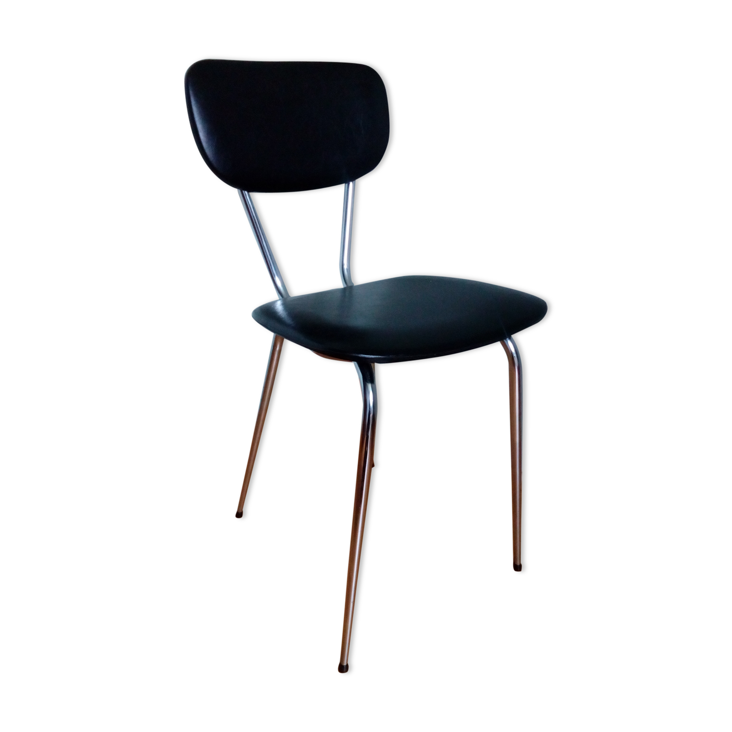Lafargue Aurillac chrome metal and black skai chair