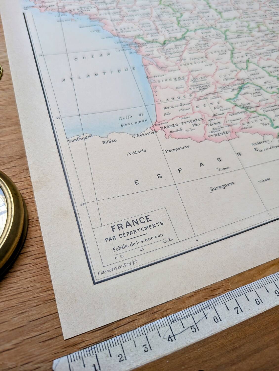 Printed in 1896, France and its departments.