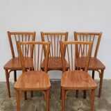 Série de 5 chaises bistrot Baumann signées anciennes