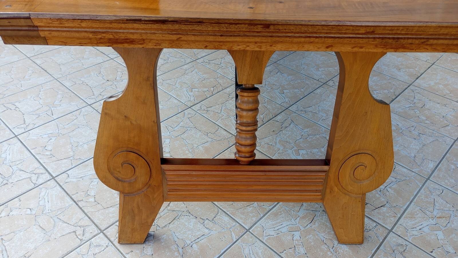 Large vintage table in solid walnut