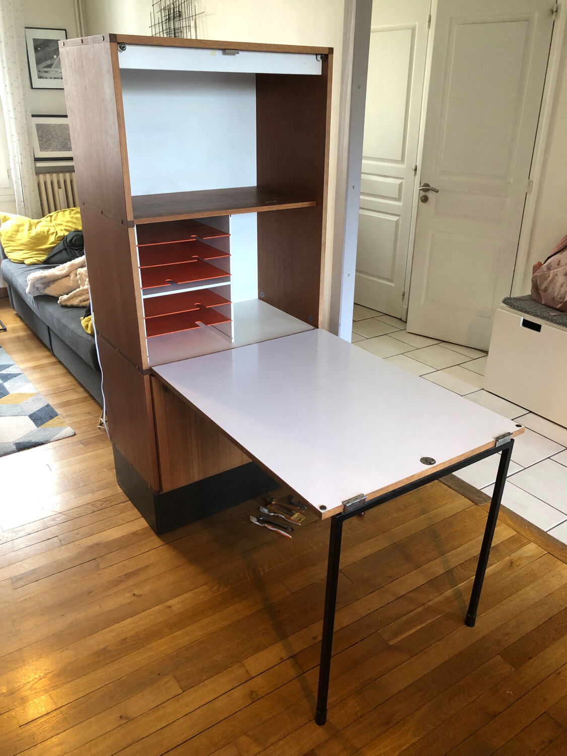 1970s teak veneered secretary