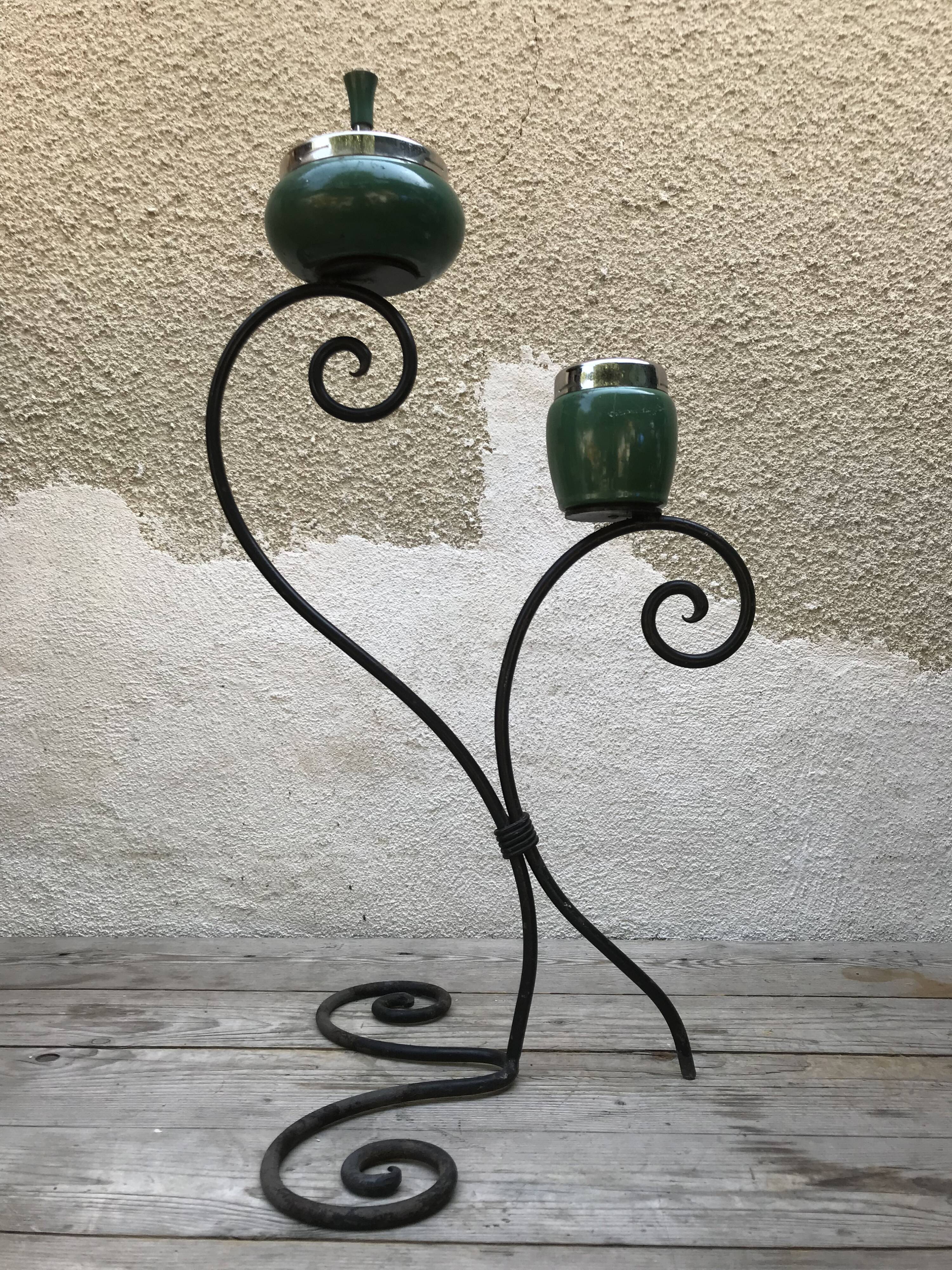 Old on foot wrought iron ashtray